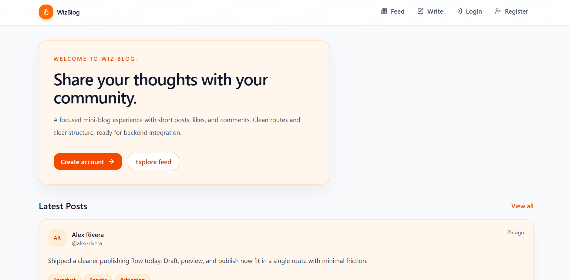 WizBlog project preview